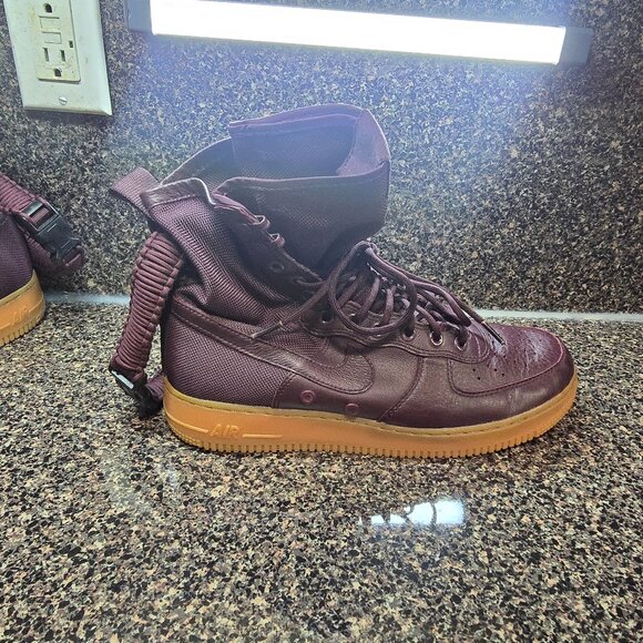 Nike SF Air Force 1 Mens 9.5 Deep Burgundy High Top Sneaker Shoe Boot 864024-600